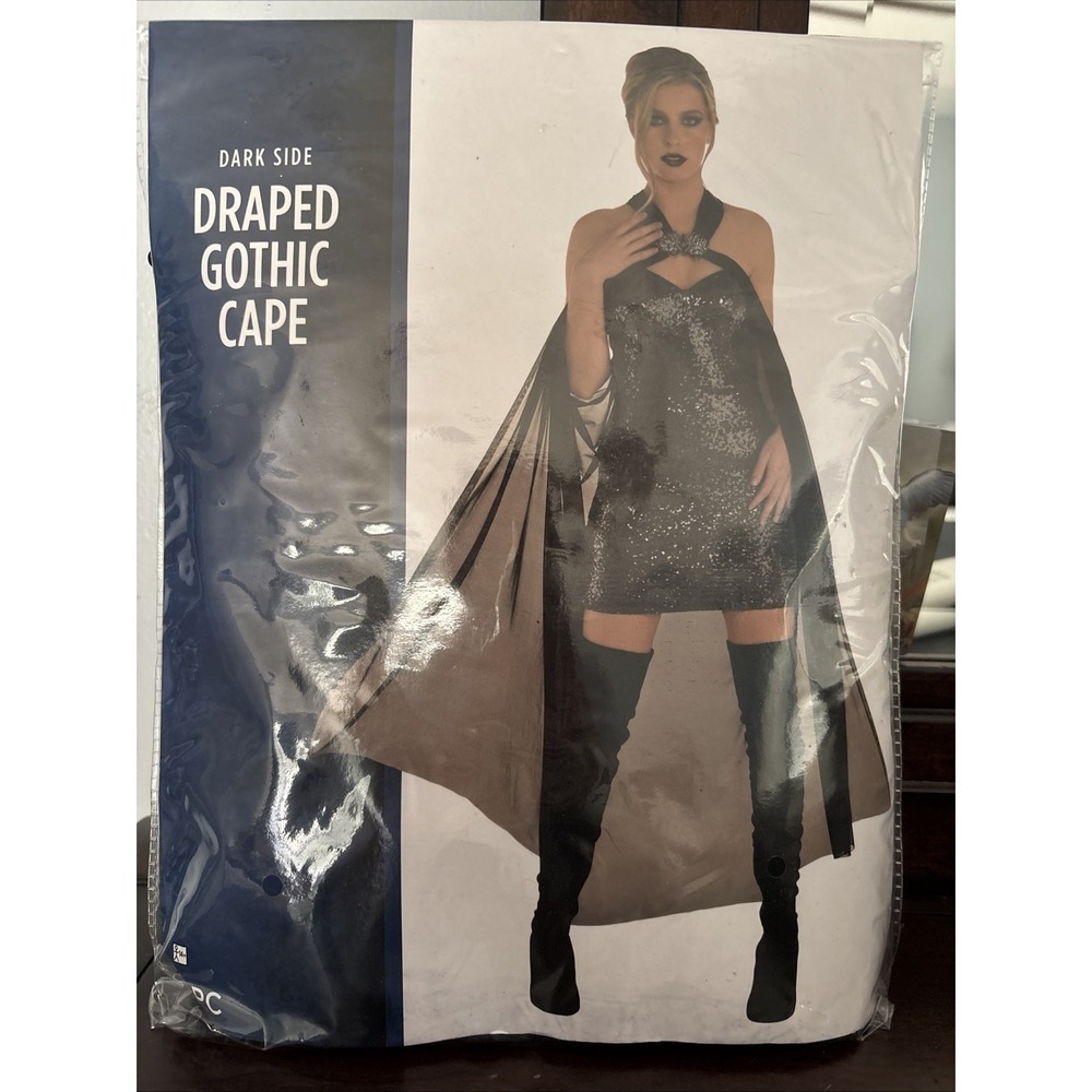 Draped Gothic Cape - Black - Gothic - Medieval - Costume - One Size